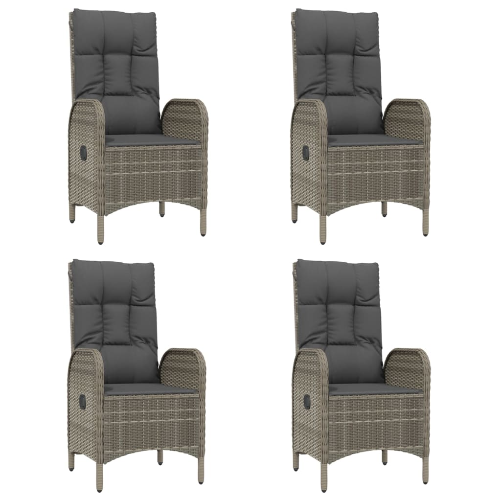 Τραπεζαρία Κήπου Σετ 5 τεμ. Μαύρο&Γκρι Συνθ. Ρατάν με Μαξιλάρια