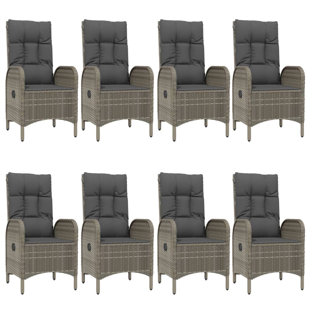 Σετ Τραπεζαρίας Κήπου 9 τεμ Μαύρο&Γκρι Συνθ. Ρατάν με Μαξιλάρια