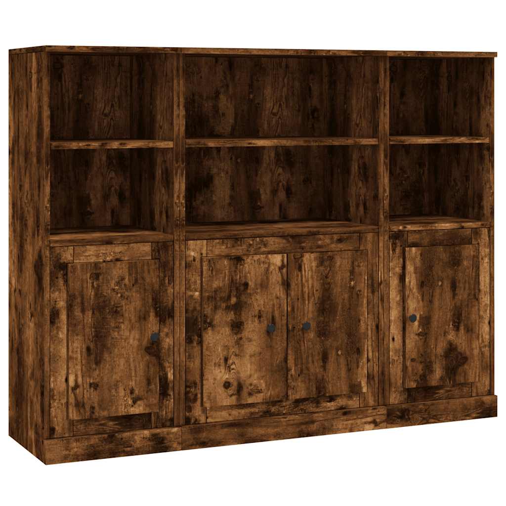 Ντουλάπια 3 τεμ. Καπνιστή Δρυς από Επεξεργασμένο Ξύλο