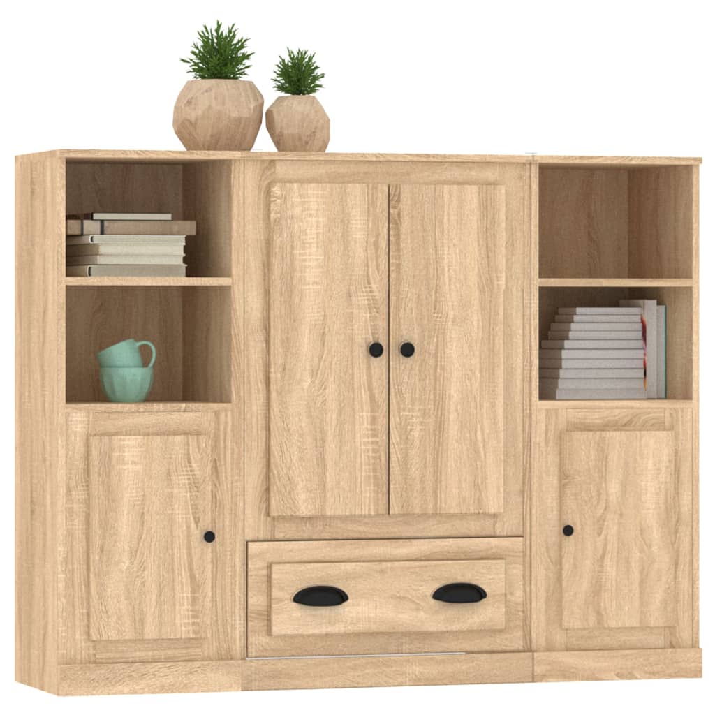 Ντουλάπια 3 τεμ. Sonoma Δρυς από Επεξεργασμένο Ξύλο