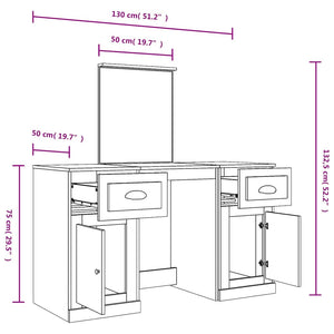 Μπουντουάρ με Καθρέφτη Καφέ Δρυς 130x50x132,5 εκ.