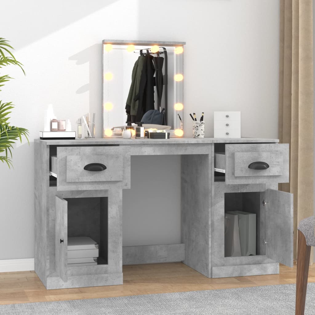 Μπουντουάρ με LED Γκρι Σκυροδέματος 130x50x132,5 εκ.