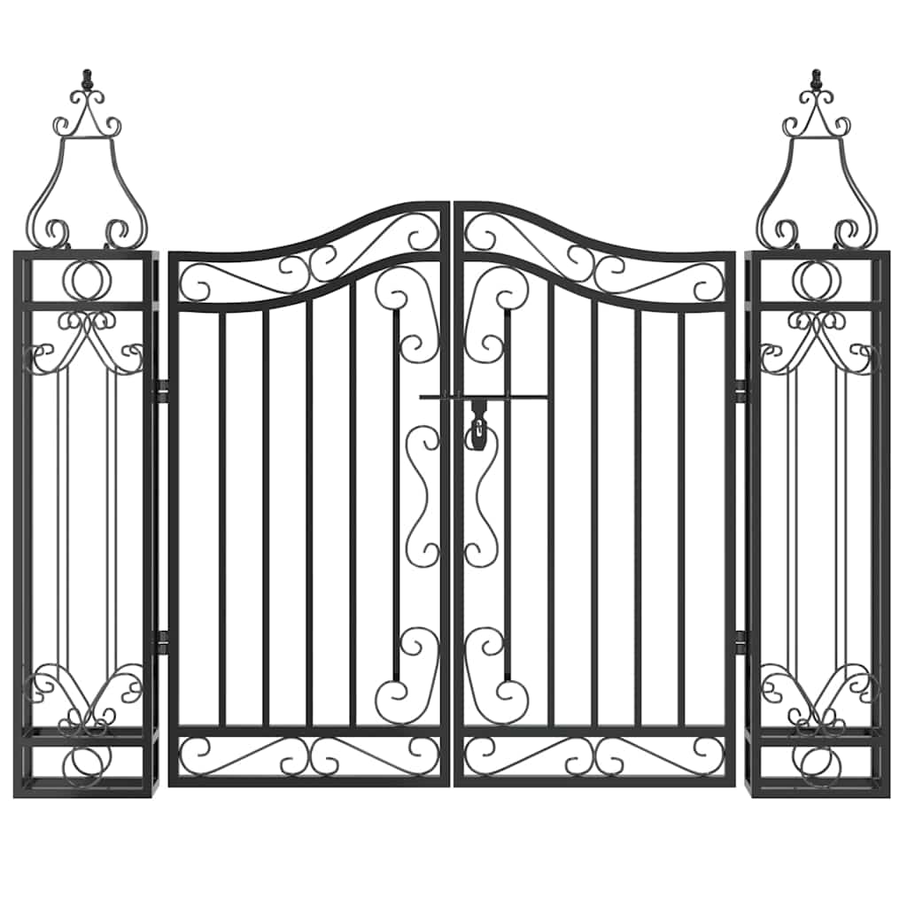 Πύλη Κήπου Μαύρη 121 x 8 x 100 εκ. από Σφυρήλατο Σίδερο - Pakobazaar