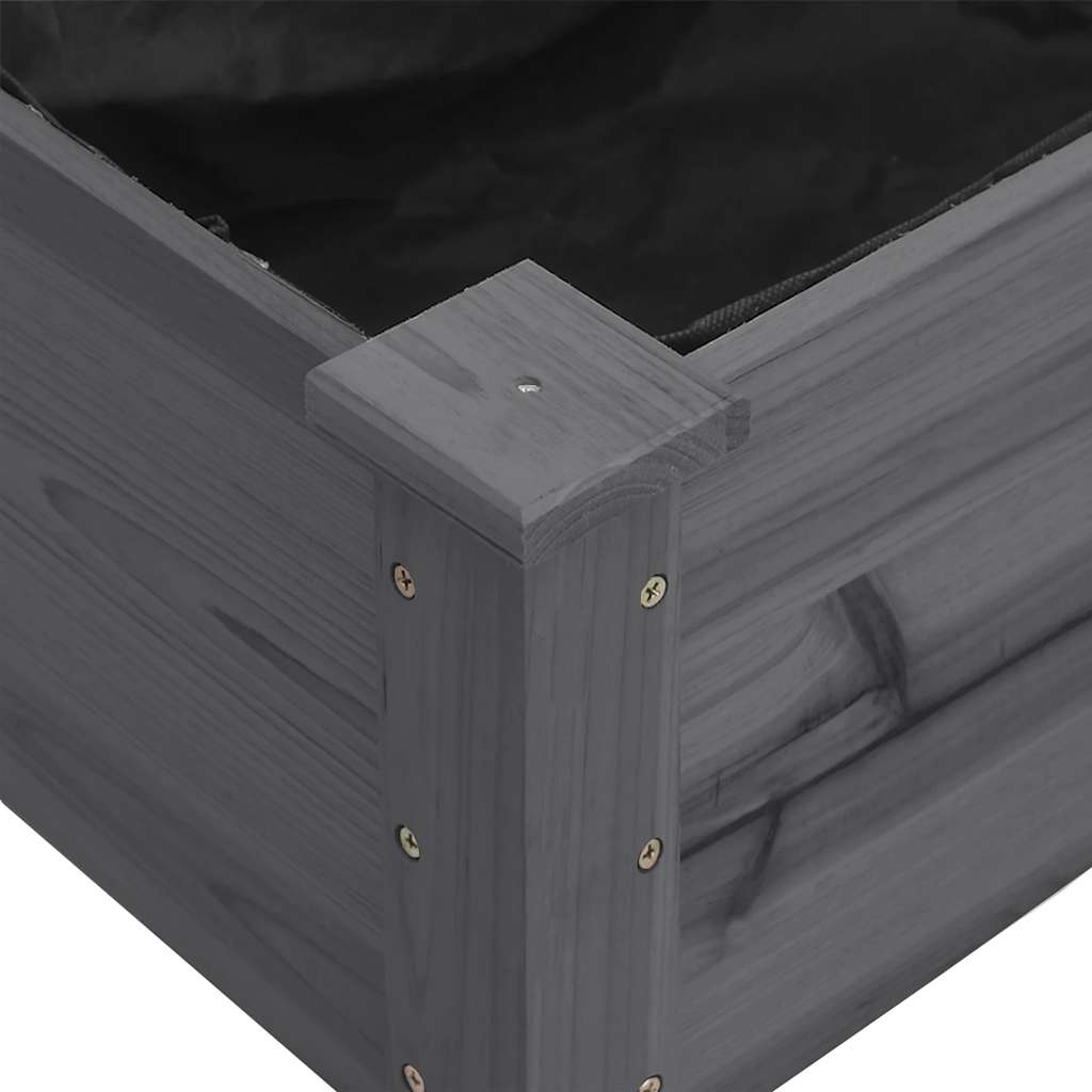 Γλάστρα με Επένδυση Γκρι 118x59x76 εκ. από Μασίφ Ξύλο Ελάτης