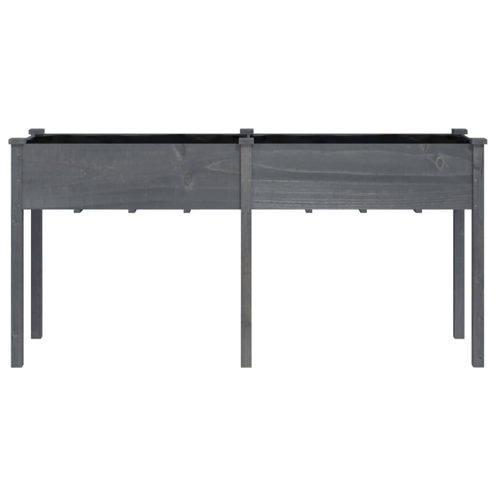 Γλάστρα με Επένδυση Γκρι 161x45x76 εκ. από Μασίφ Ξύλο Ελάτης