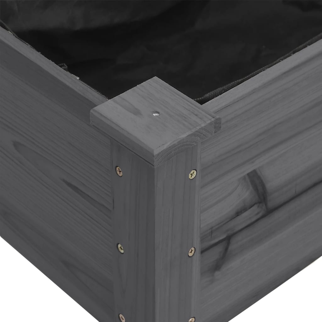 Γλάστρα με Επένδυση Γκρι 161x45x76 εκ. από Μασίφ Ξύλο Ελάτης