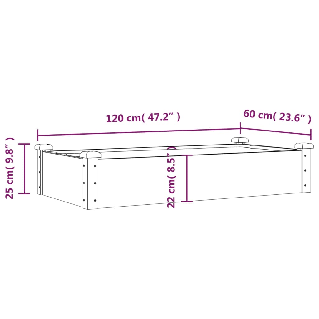Ζαρντινιέρα Υπερυψ. με Επένδυση Γκρι 120x60x25 εκ. Μασίφ Ελάτη