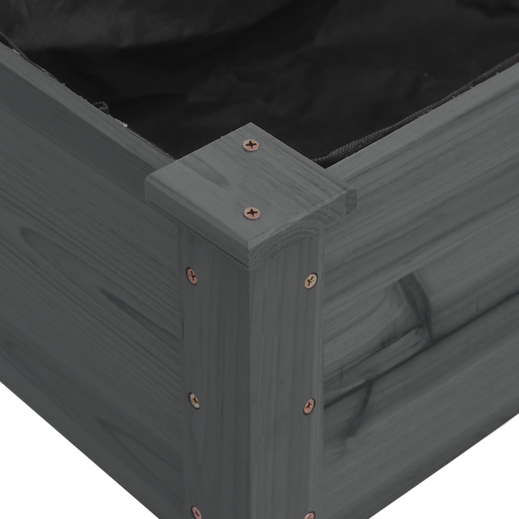 Ζαρντινιέρα Υπερυψ. με Επένδυση Γκρι 120x120x25 εκ. Μασίφ Ελάτη - Pakobazaar