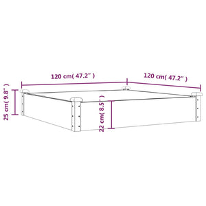Ζαρντινιέρα Υπερυψ. με Επένδυση Γκρι 120x120x25 εκ. Μασίφ Ελάτη - Pakobazaar
