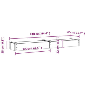 Ζαρντινιέρα Υπερυψ. με Επένδυση Καφέ 240x45x25 εκ. Μασίφ Ελάτη