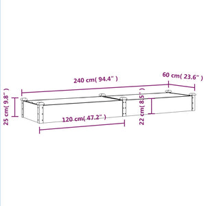 Ζαρντινιέρα Υπερυψ. με Επένδυση Καφέ 240x60x25 εκ. Μασίφ Ελάτη