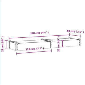 Ζαρντινιέρα Υπερυψ. με Επένδυση Γκρι 240x60x25 εκ. Μασίφ Ελάτη