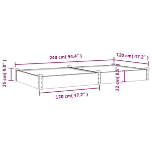 Ζαρντινιέρα Υπερυψ. με Επένδυση Καφέ 240x120x25 εκ. Μασίφ Ελάτη