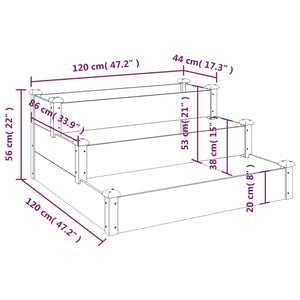 Ζαρντινιέρα Υπερυψωμένη Γκρι 120x120x56 εκ. Μασίφ Ξύλο Ελάτης