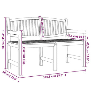Παγκάκι Κήπου 149,5 x 60 x 90 εκ. από Μασίφ Ξύλο Teak - Pakobazaar