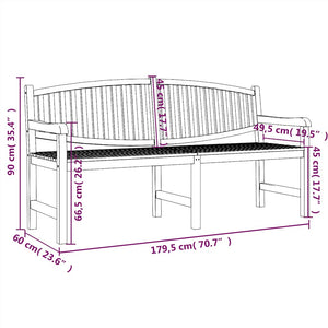 Παγκάκι Κήπου 179,5 x 60 x 90 εκ. από Μασίφ Ξύλο Teak - Pakobazaar