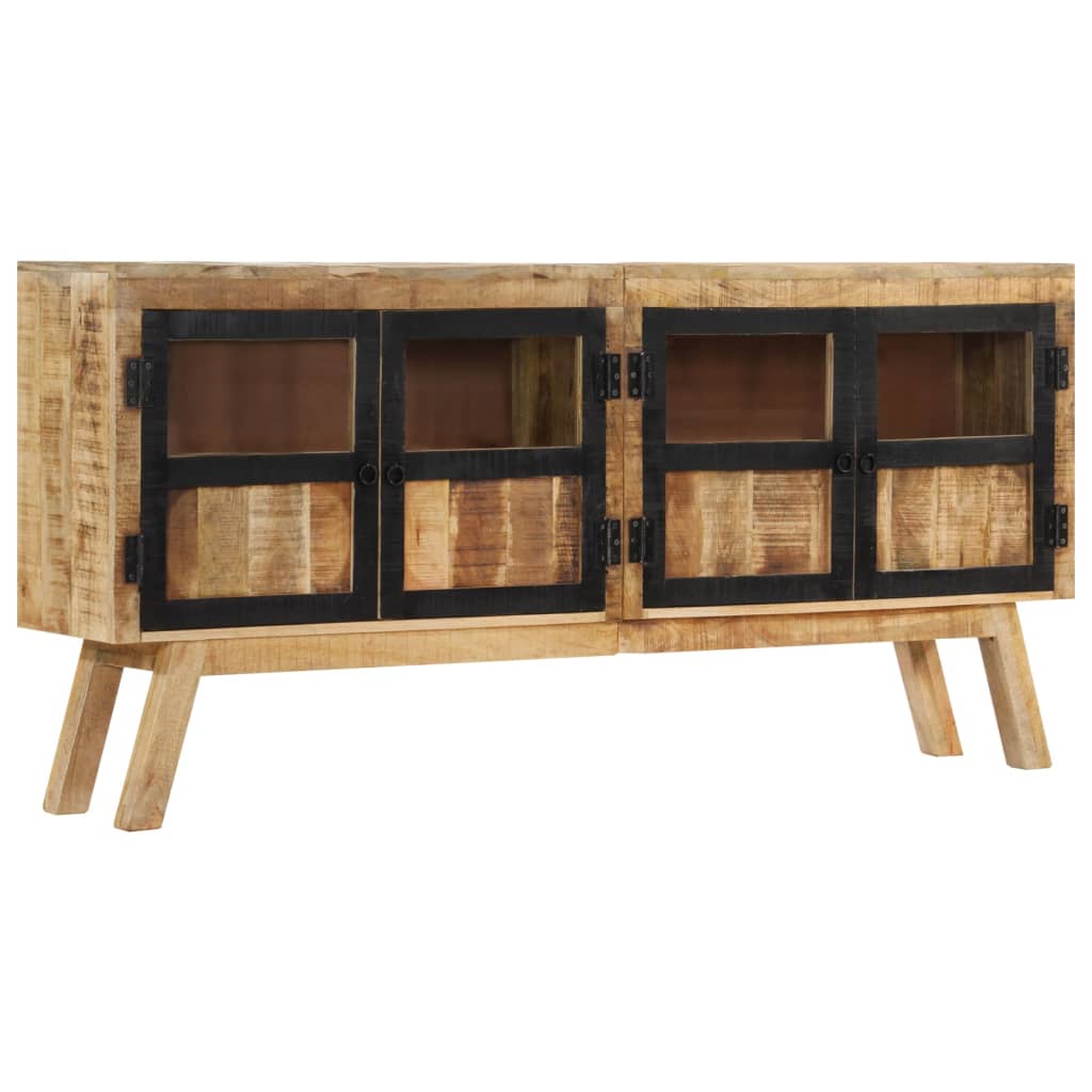 Μπουφές Καφέ/Μαύρο 160x30x76 εκ. Μασίφ Ξύλο Μάνγκο