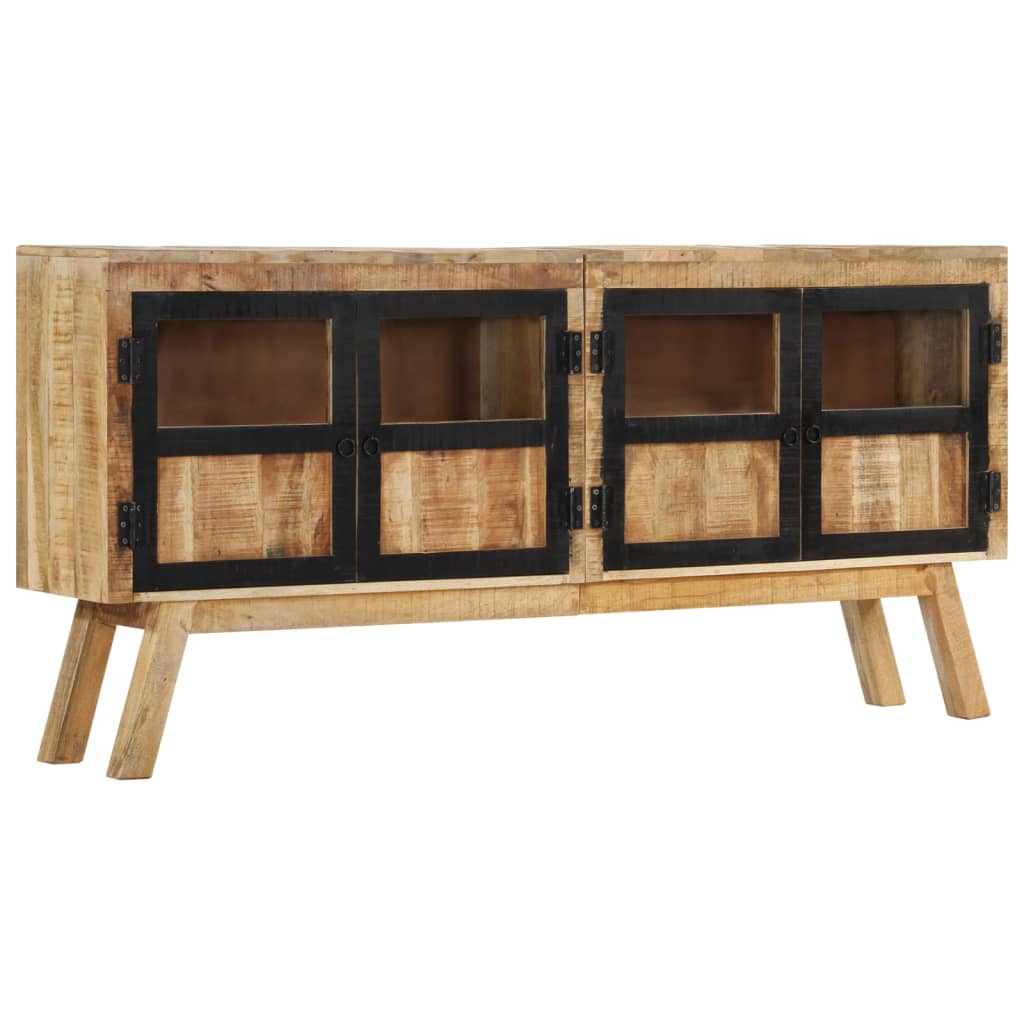 Μπουφές Καφέ/Μαύρο 160x30x76 εκ. Μασίφ Ξύλο Μάνγκο
