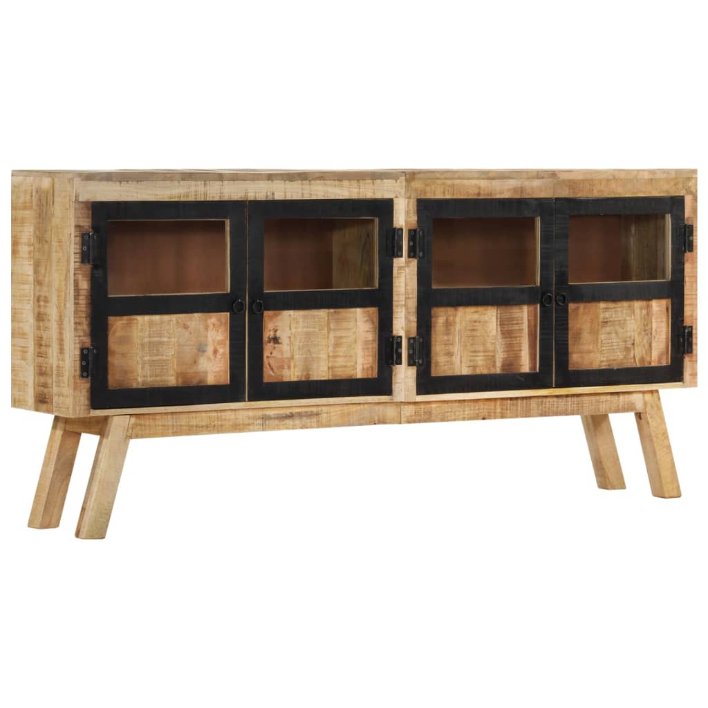 Μπουφές Καφέ/Μαύρο 160x30x76 εκ. Μασίφ Ξύλο Μάνγκο