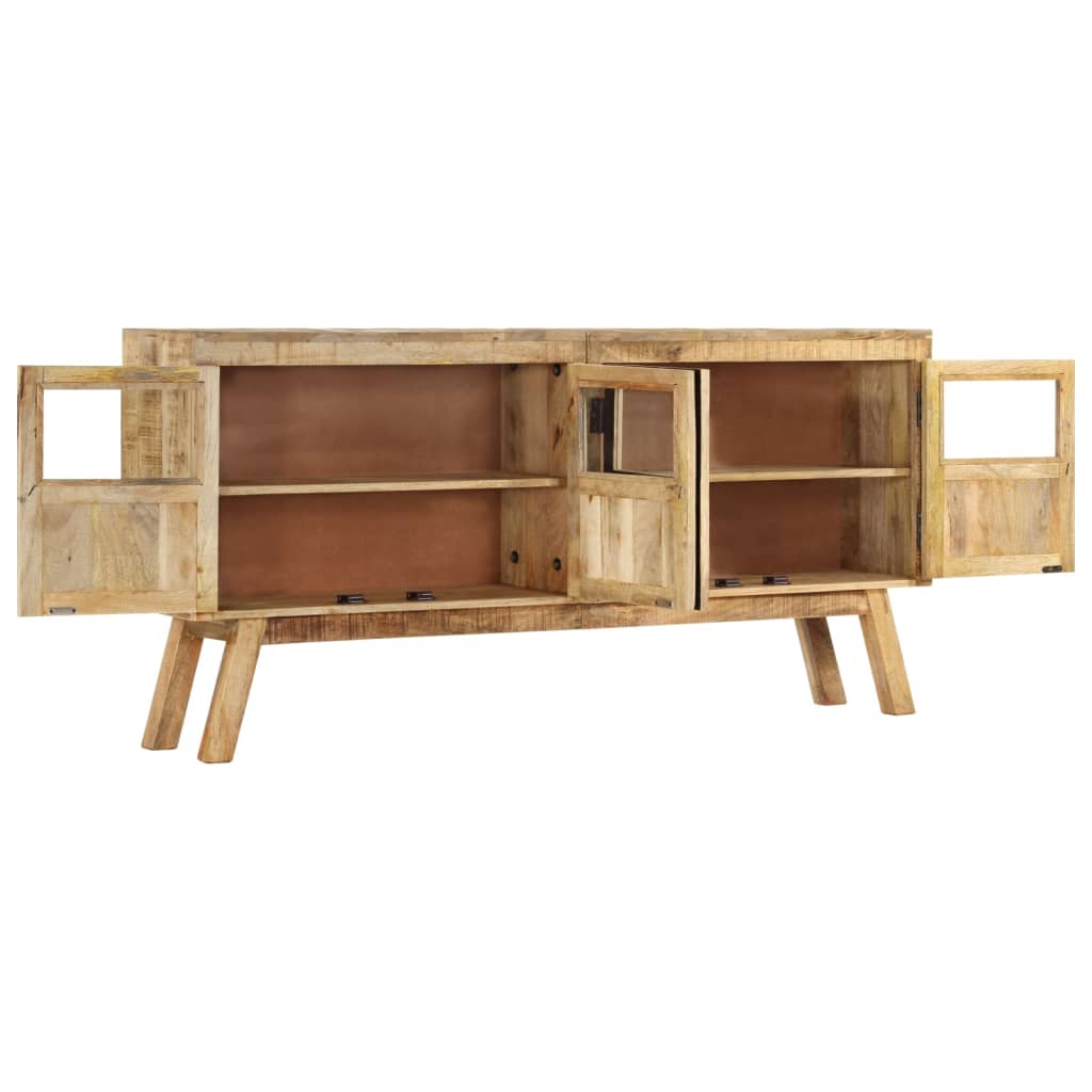 Μπουφές Καφέ/Μαύρο 160x30x76 εκ. Μασίφ Ξύλο Μάνγκο