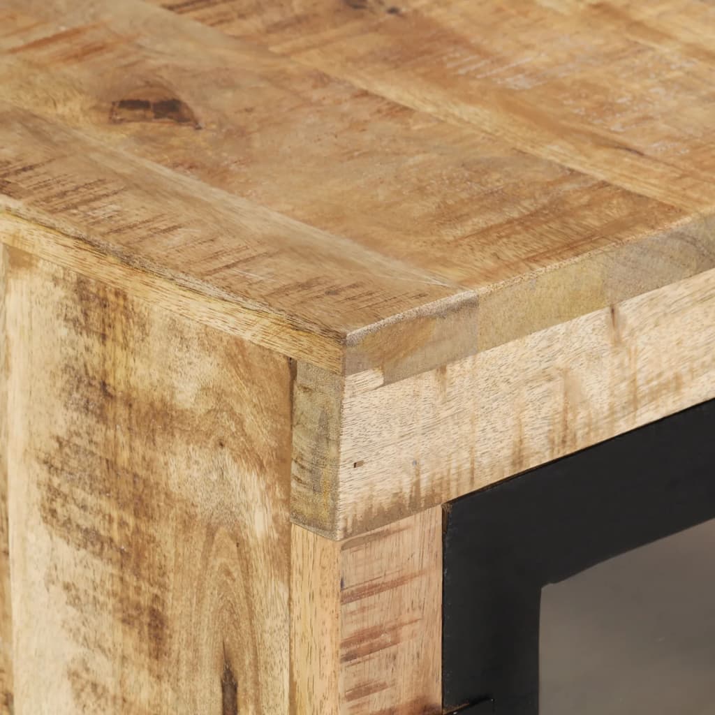 Μπουφές Καφέ/Μαύρο 160x30x76 εκ. Μασίφ Ξύλο Μάνγκο