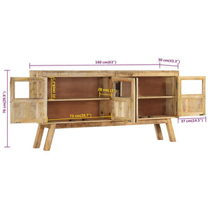 Μπουφές Καφέ/Μαύρο 160x30x76 εκ. Μασίφ Ξύλο Μάνγκο