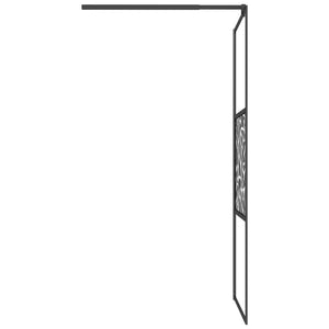 Διαχωριστικό Ντους με Ράφι Μαύρο 80x195 εκ. Γυαλί ESG&Αλουμίνιο