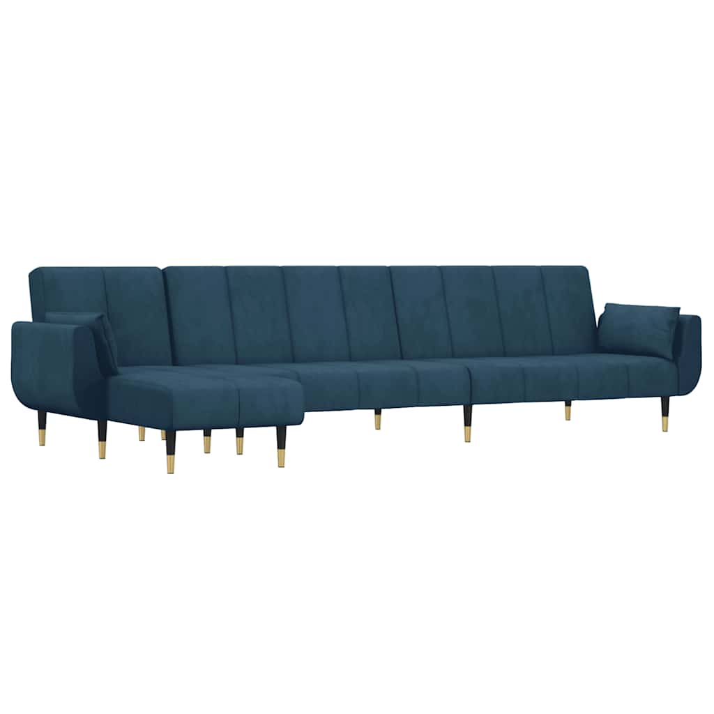 Καναπές Κρεβάτι Γωνιακός Μπλε 275 x 140 x 70 εκ. Βελούδινος