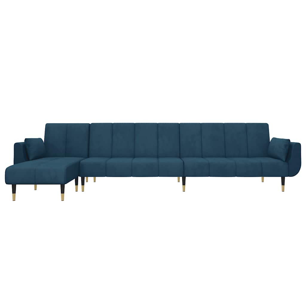 Καναπές Κρεβάτι Γωνιακός Μπλε 275 x 140 x 70 εκ. Βελούδινος