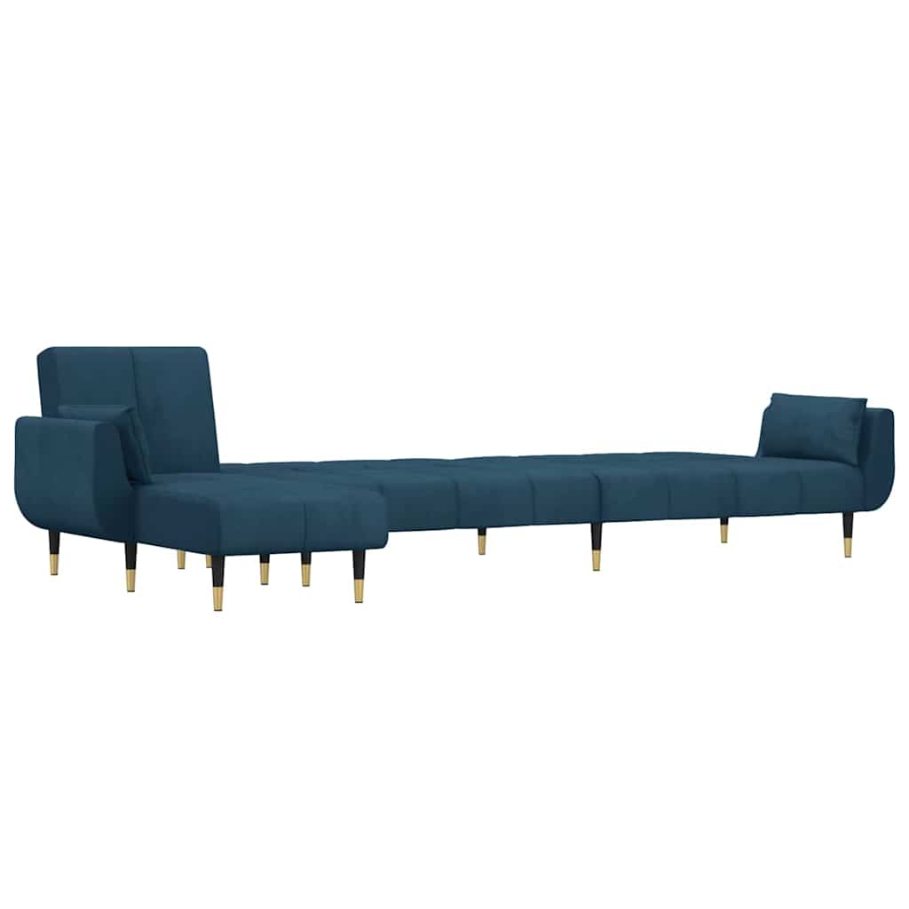 Καναπές Κρεβάτι Γωνιακός Μπλε 275 x 140 x 70 εκ. Βελούδινος