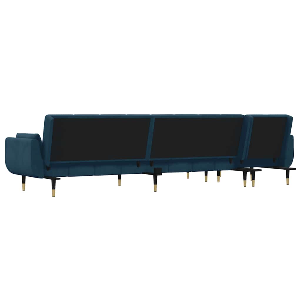 Καναπές Κρεβάτι Γωνιακός Μπλε 275 x 140 x 70 εκ. Βελούδινος