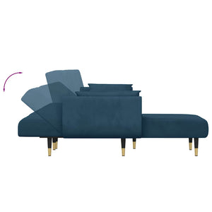 Καναπές Κρεβάτι Γωνιακός Μπλε 275 x 140 x 70 εκ. Βελούδινος