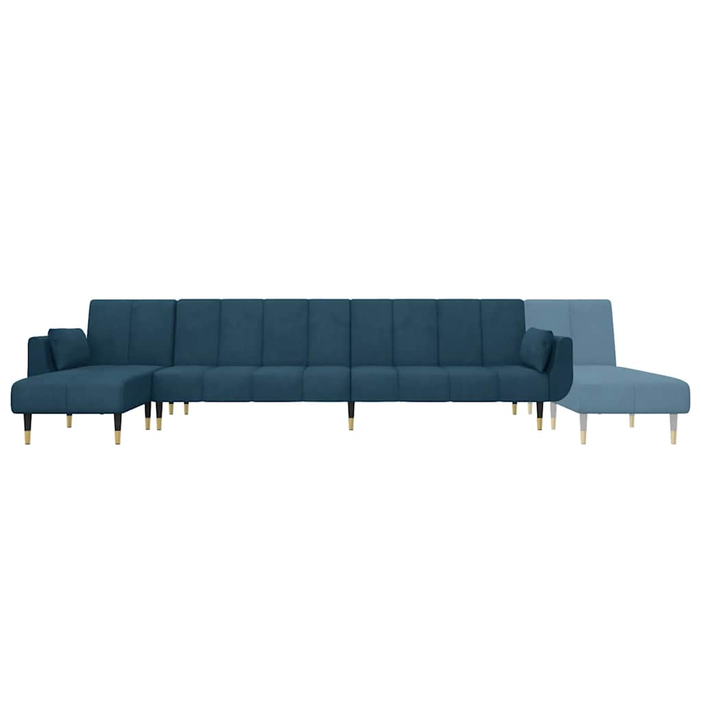 Καναπές Κρεβάτι Γωνιακός Μπλε 275 x 140 x 70 εκ. Βελούδινος