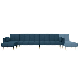 Καναπές Κρεβάτι Γωνιακός Μπλε 275 x 140 x 70 εκ. Βελούδινος