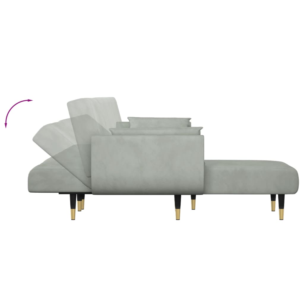 Καναπές Κρεβάτι Γωνιακός Αν. Γκρι 275 x 140 x 70 εκ. Βελούδινος