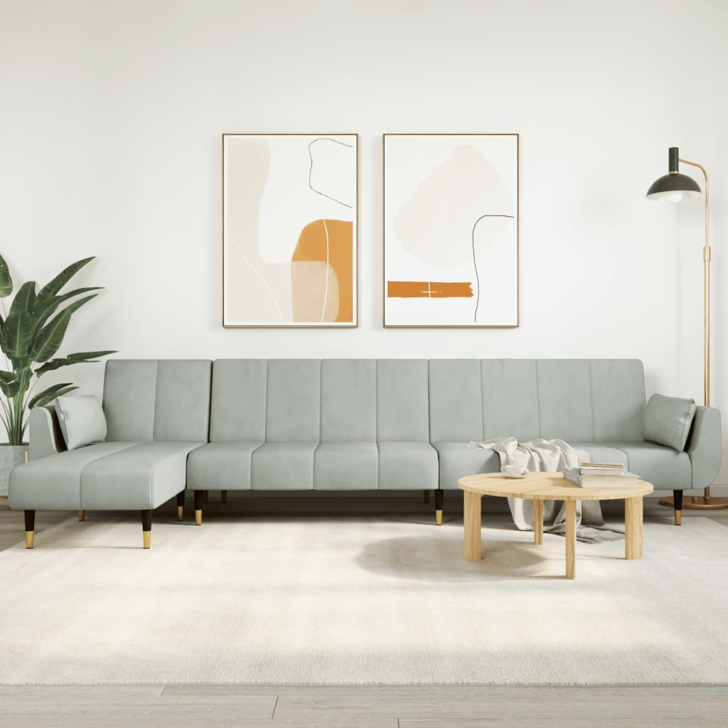 Καναπές Κρεβάτι Γωνιακός Αν. Γκρι 275 x 140 x 70 εκ. Βελούδινος