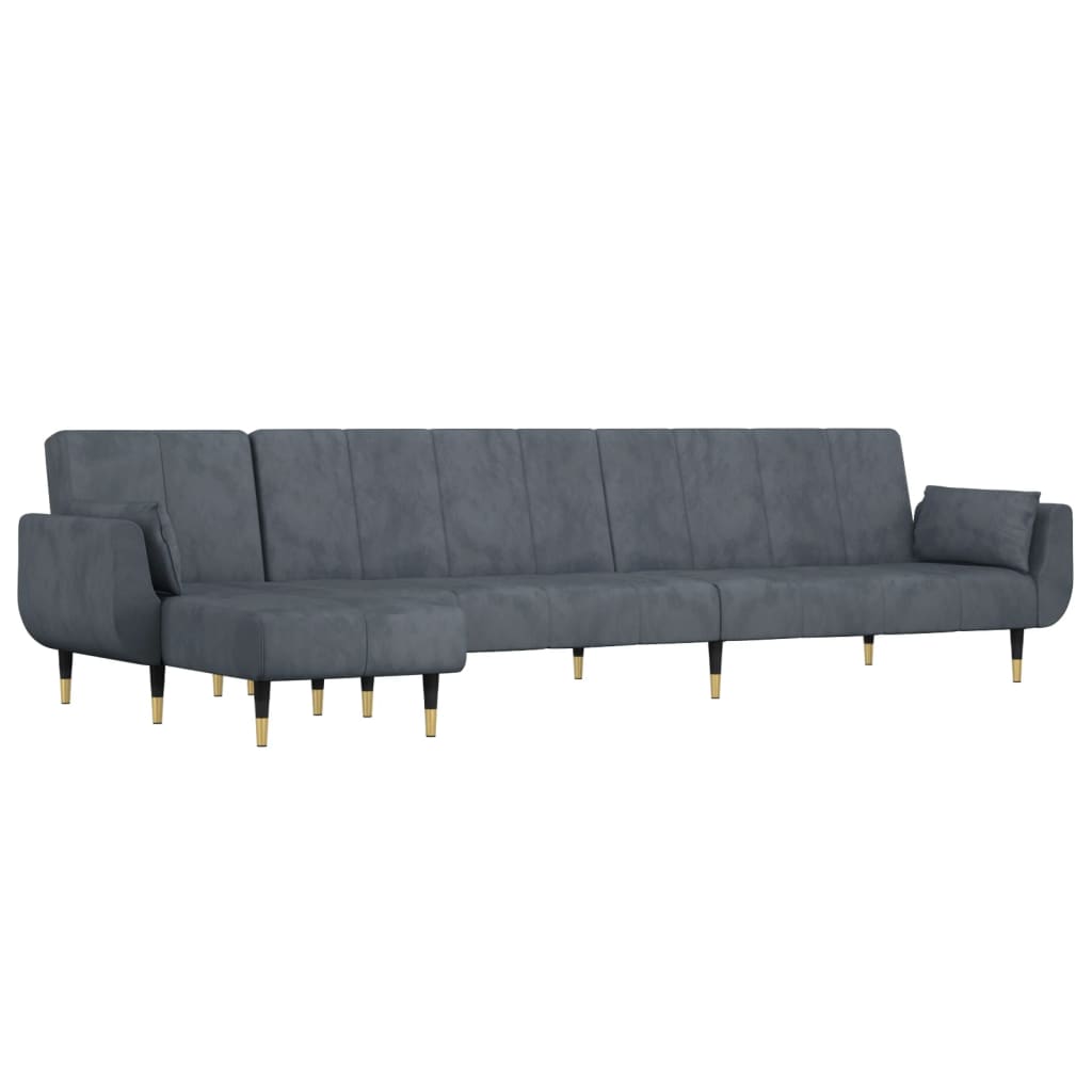 Καναπές Κρεβάτι Γωνιακός Σκ. Γκρι 275 x 140 x 70 εκ. Βελούδινος