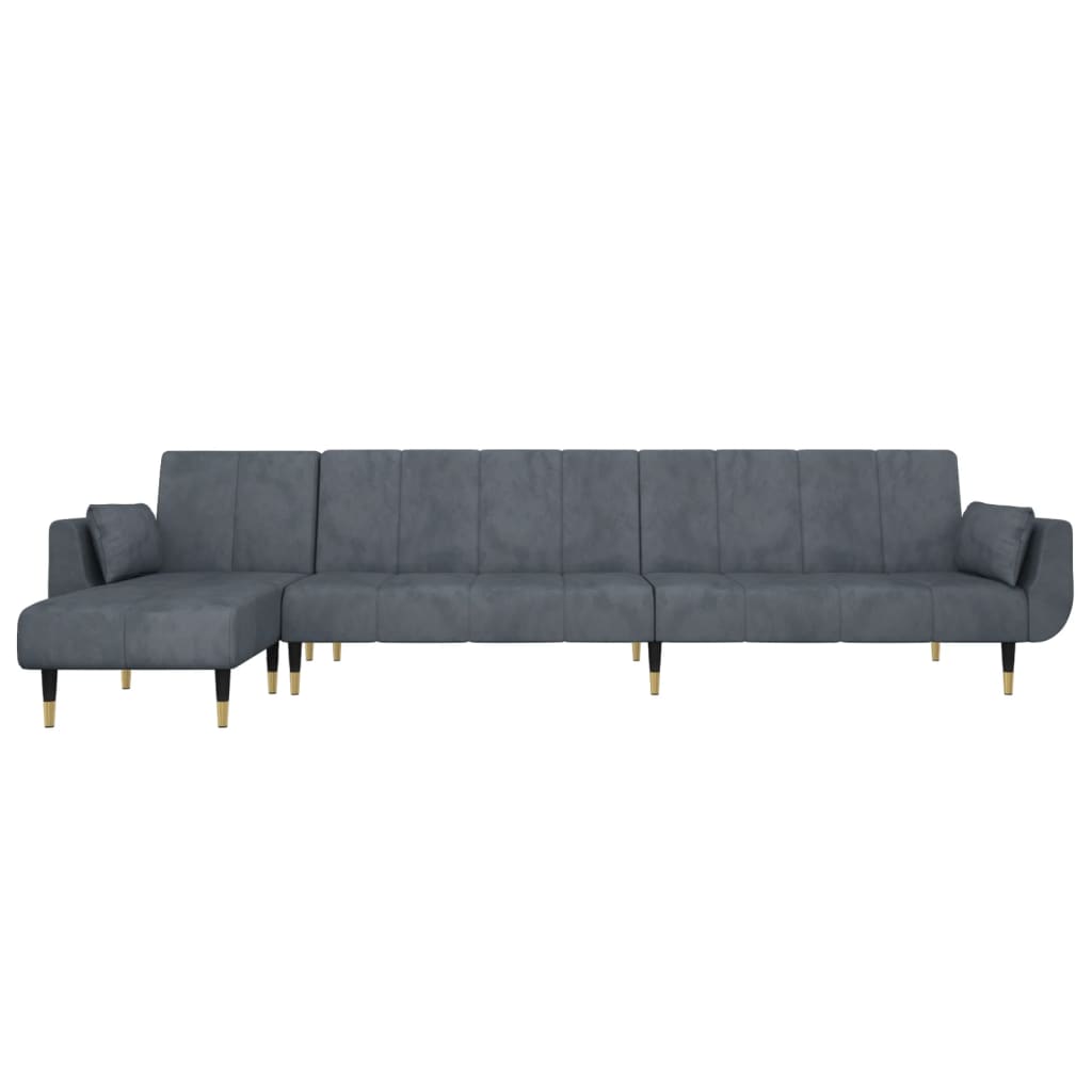 Καναπές Κρεβάτι Γωνιακός Σκ. Γκρι 275 x 140 x 70 εκ. Βελούδινος