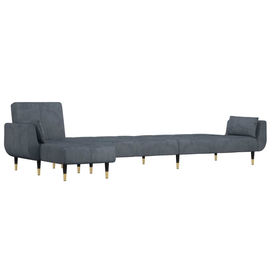 Καναπές Κρεβάτι Γωνιακός Σκ. Γκρι 275 x 140 x 70 εκ. Βελούδινος