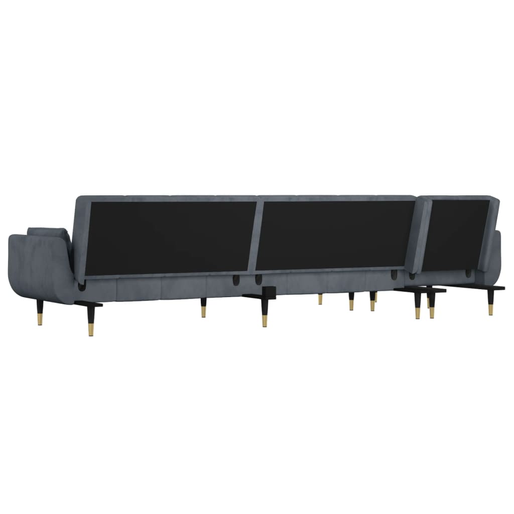 Καναπές Κρεβάτι Γωνιακός Σκ. Γκρι 275 x 140 x 70 εκ. Βελούδινος