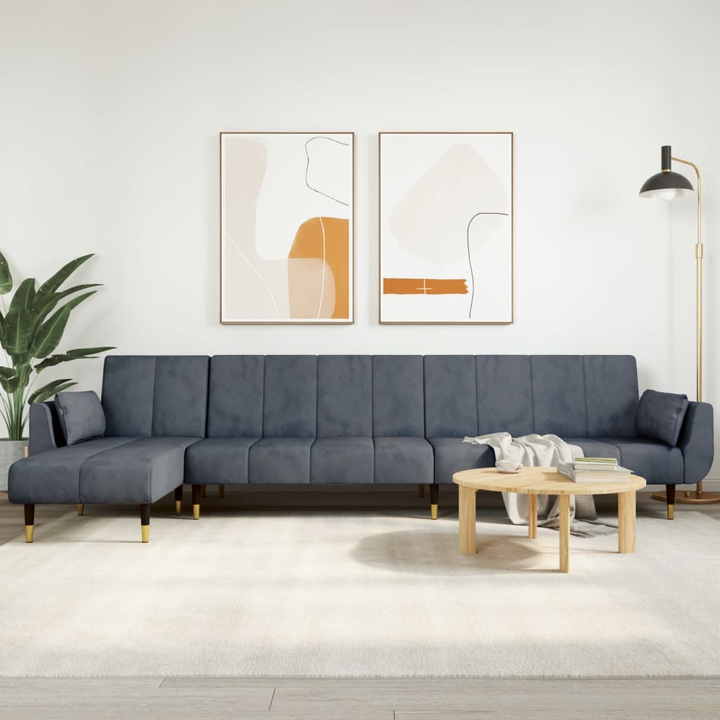 Καναπές Κρεβάτι Γωνιακός Σκ. Γκρι 275 x 140 x 70 εκ. Βελούδινος