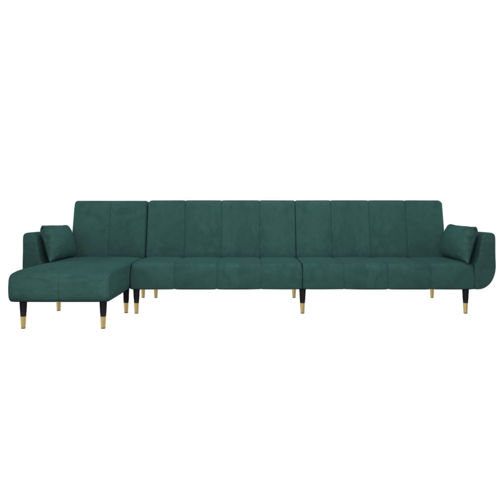 Καναπές Κρεβάτι Γωνιακός Σκ. Πράσινο 275x140x70 εκ. Βελούδινος