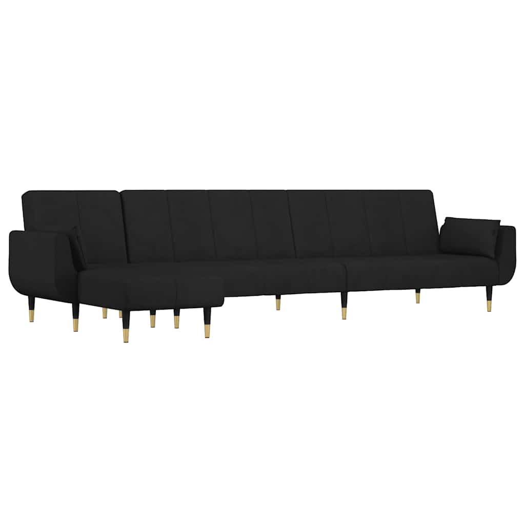 Καναπές Κρεβάτι Γωνιακός Μαύρος 275 x 140 x 70 εκ. Βελούδινος