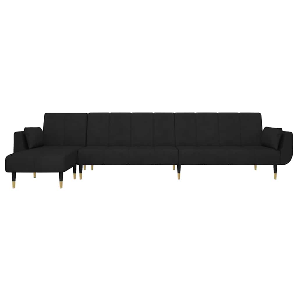 Καναπές Κρεβάτι Γωνιακός Μαύρος 275 x 140 x 70 εκ. Βελούδινος