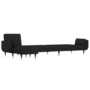 Καναπές Κρεβάτι Γωνιακός Μαύρος 275 x 140 x 70 εκ. Βελούδινος - Pakobazaar