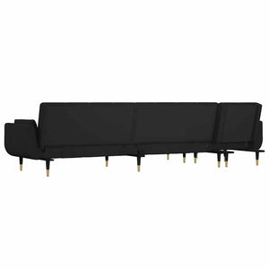 Καναπές Κρεβάτι Γωνιακός Μαύρος 275 x 140 x 70 εκ. Βελούδινος - Pakobazaar