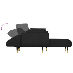 Καναπές Κρεβάτι Γωνιακός Μαύρος 275 x 140 x 70 εκ. Βελούδινος - Pakobazaar
