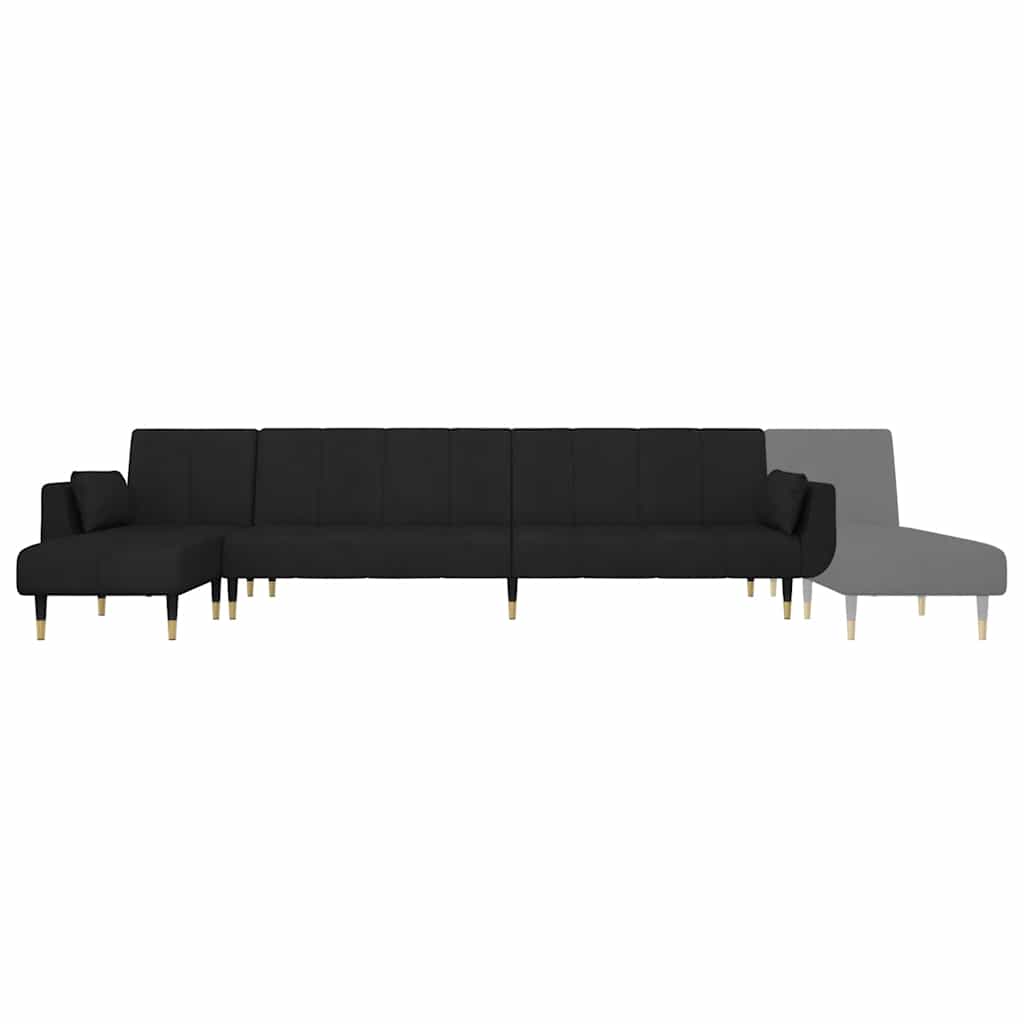Καναπές Κρεβάτι Γωνιακός Μαύρος 275 x 140 x 70 εκ. Βελούδινος
