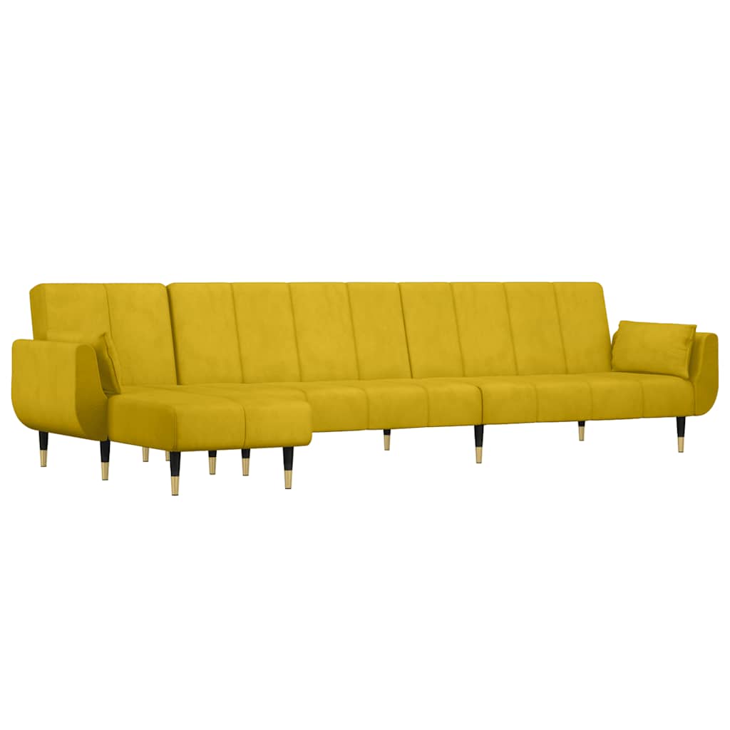 Καναπές Κρεβάτι Γωνιακός Κίτρινος 275 x 140 x 70 εκ. Βελούδινος - Pakobazaar
