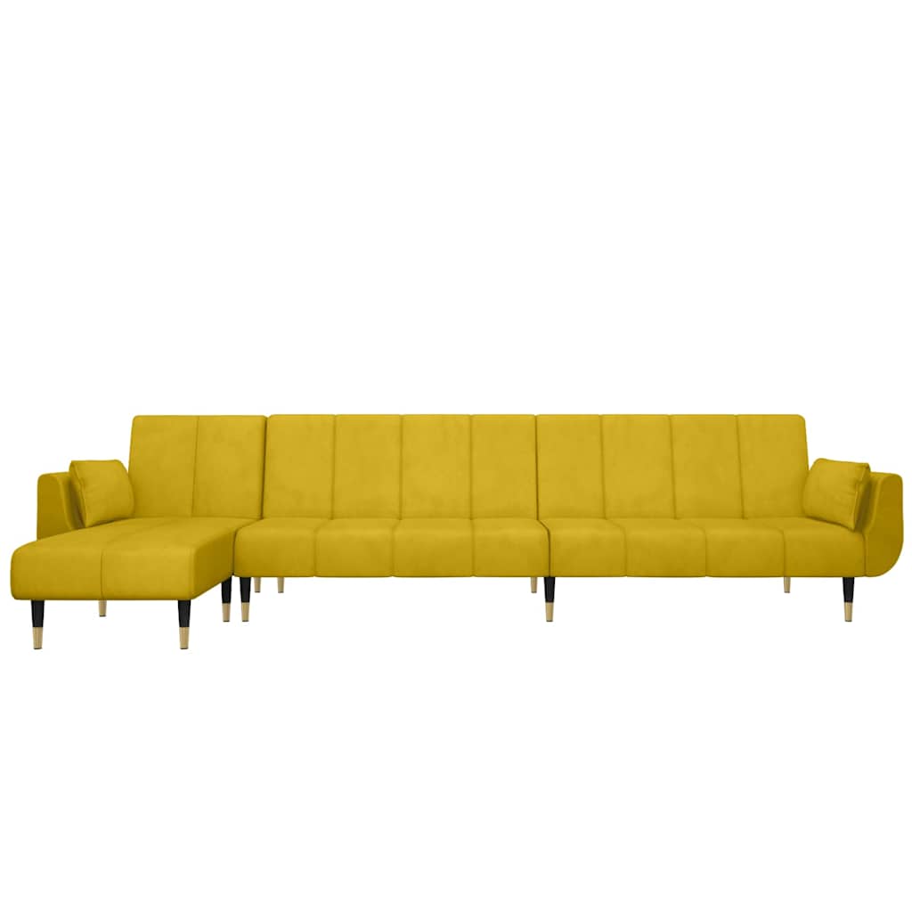 Καναπές Κρεβάτι Γωνιακός Κίτρινος 275 x 140 x 70 εκ. Βελούδινος - Pakobazaar